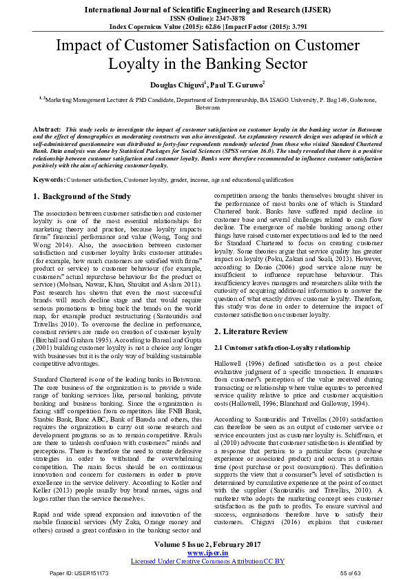 (PDF) Impact of Customer Satisfaction on Customer Loyalty in the ...