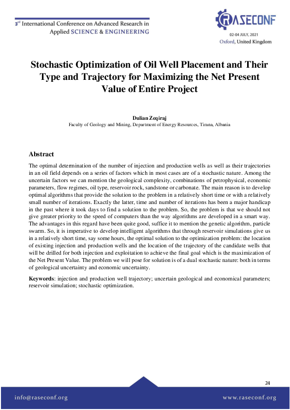 (PDF) Stochastic Optimization of Oil Well Placement and Their Type and ...