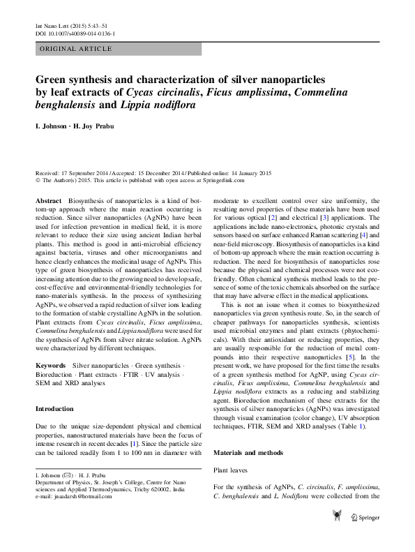 (PDF) Green Synthesis and Characterization of Silver Decorated Graphene ...