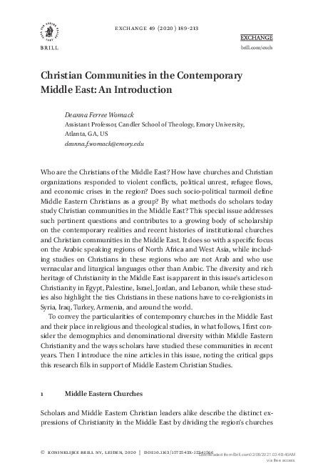 (PDF) Christian Communities in the Contemporary Middle East: An Introduction