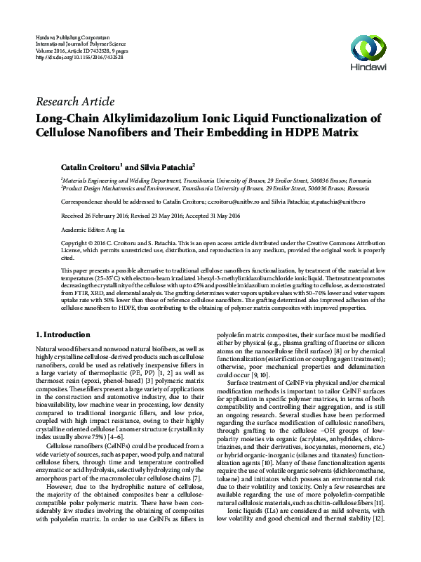 (PDF) Long-Chain Alkylimidazolium Ionic Liquid Functionalization of ...