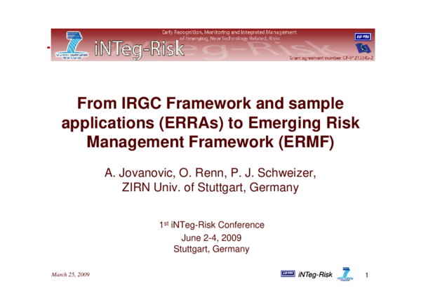 (PDF) From IRGC Framework and sample applications (ERRAs) to Emerging ...