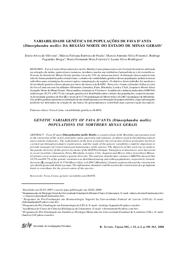 (PDF) Genetic variability of fava d'anta (Dimorphandra mollis ...