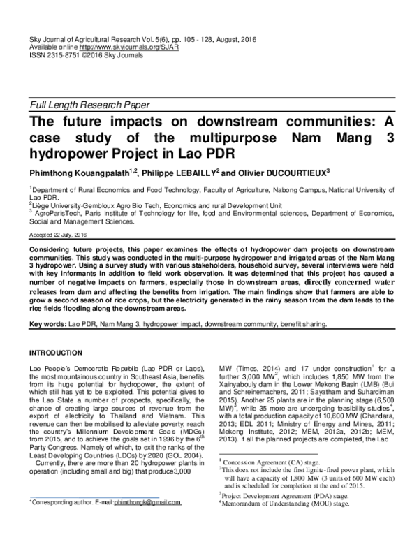 (PDF) The future impacts on downstream communities: A case study of the ...