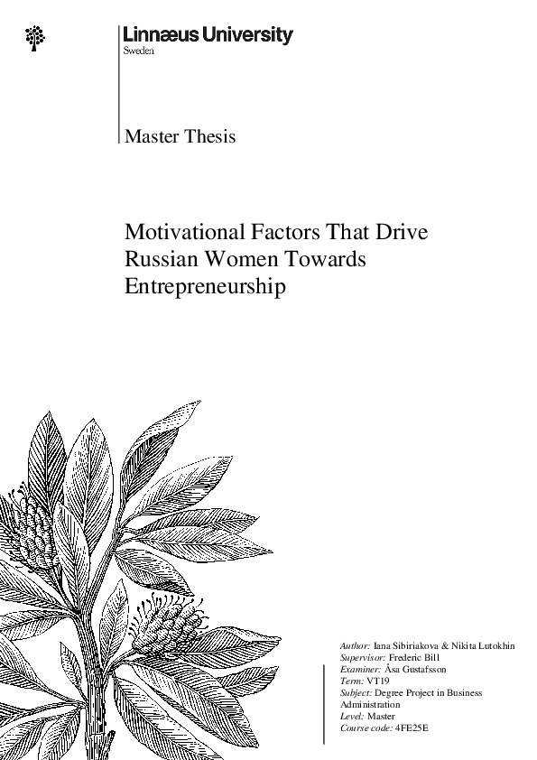 (PDF) Motivational Factors That Drive Russian Women Towards ...