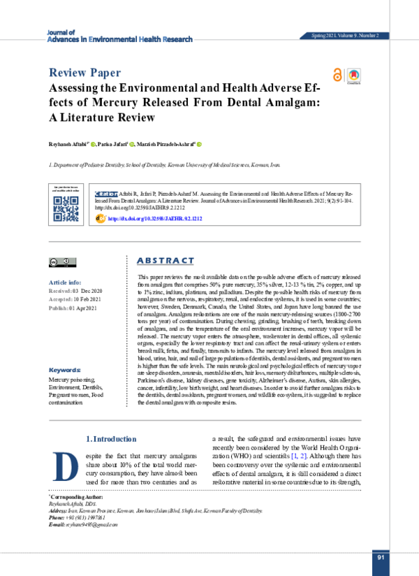 (PDF) Assessing the Environmental and Health Adverse Effects of Mercury