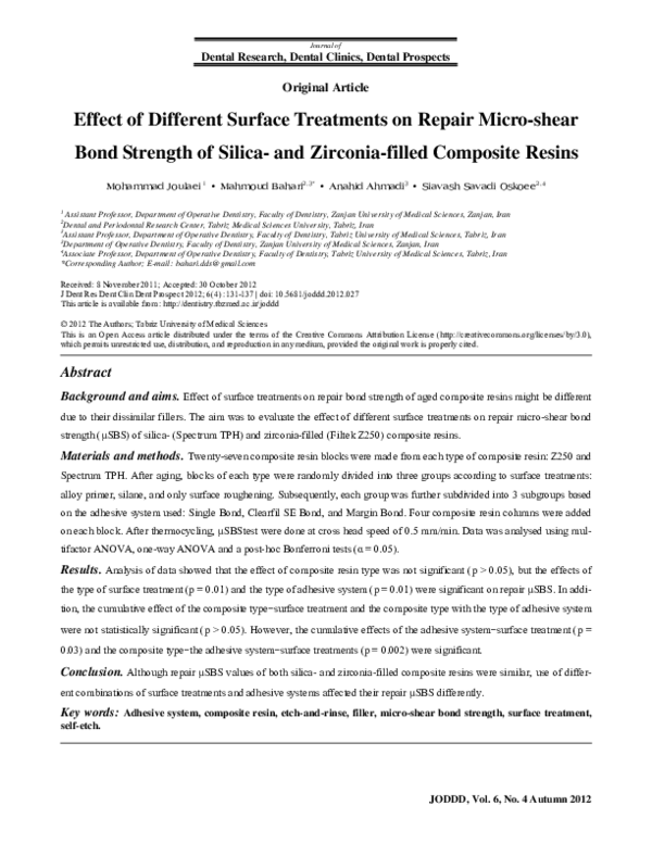 (PDF) Effect of Different Surface Treatments on Repair Micro-shear Bond ...