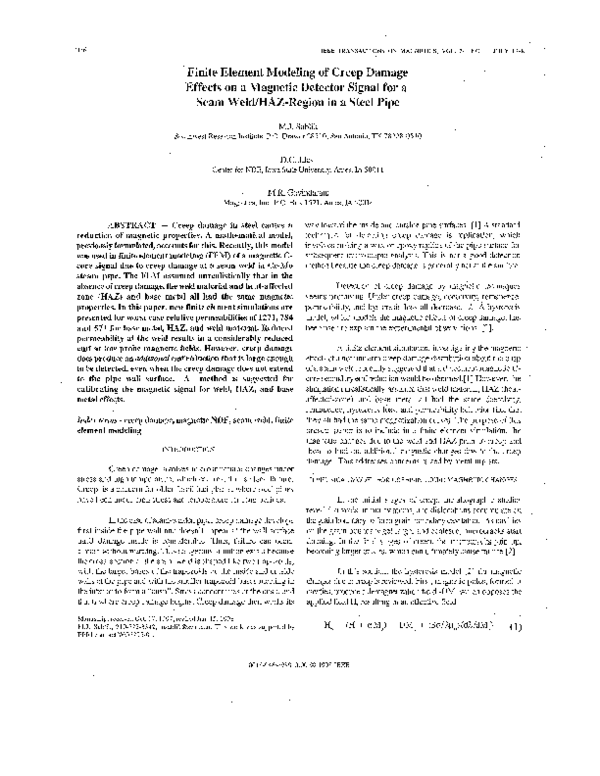 (PDF) Finite element modeling of creep damage effects on a magnetic ...