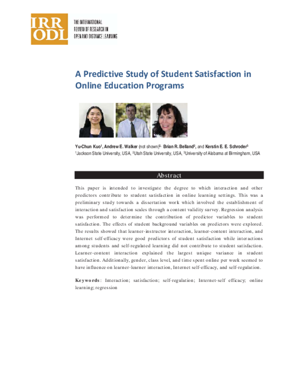 (PDF) A predictive study of student satisfaction in online education ...