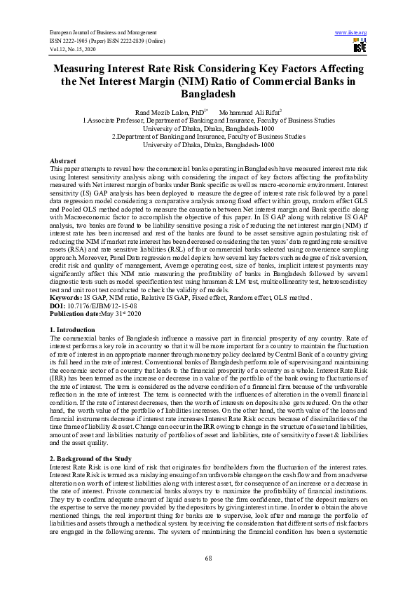 (PDF) Measuring Interest Rate Risk Considering Key Factors Affecting ...