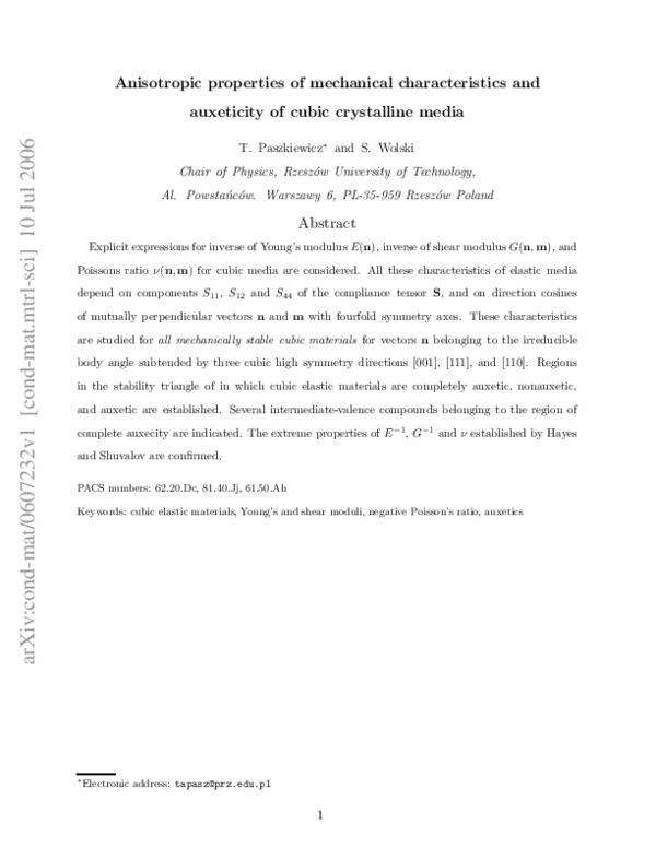 (PDF) Anisotropic properties of mechanical characteristics and ...