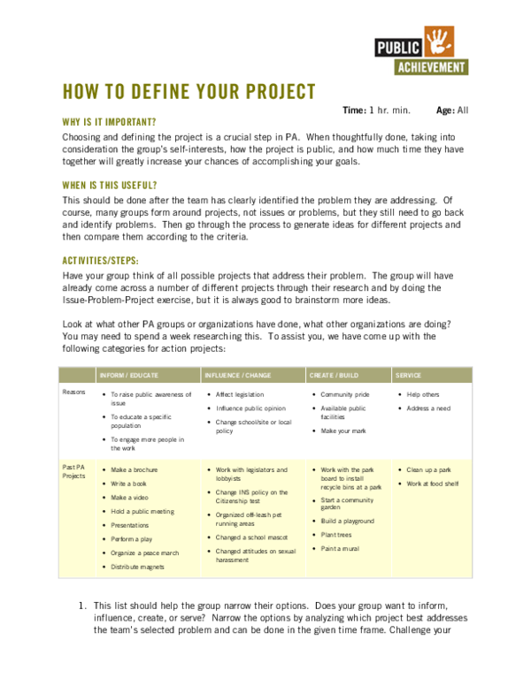 (PDF) Define Your Project