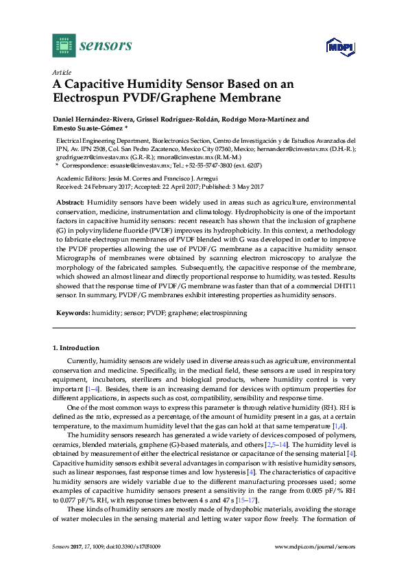 (PDF) A Capacitive Humidity Sensor Based on an Electrospun PVDF ...
