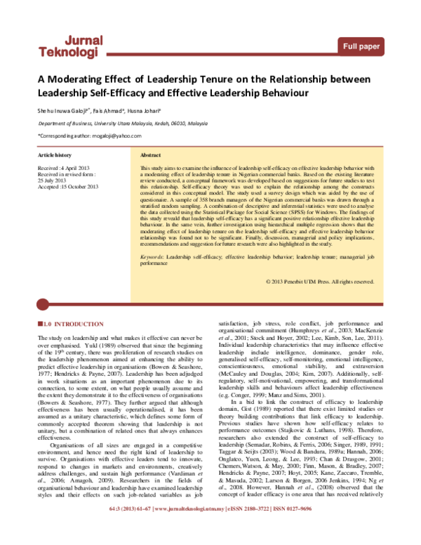 (PDF) A Moderating Effect of Leadership Tenure on the Relationship ...