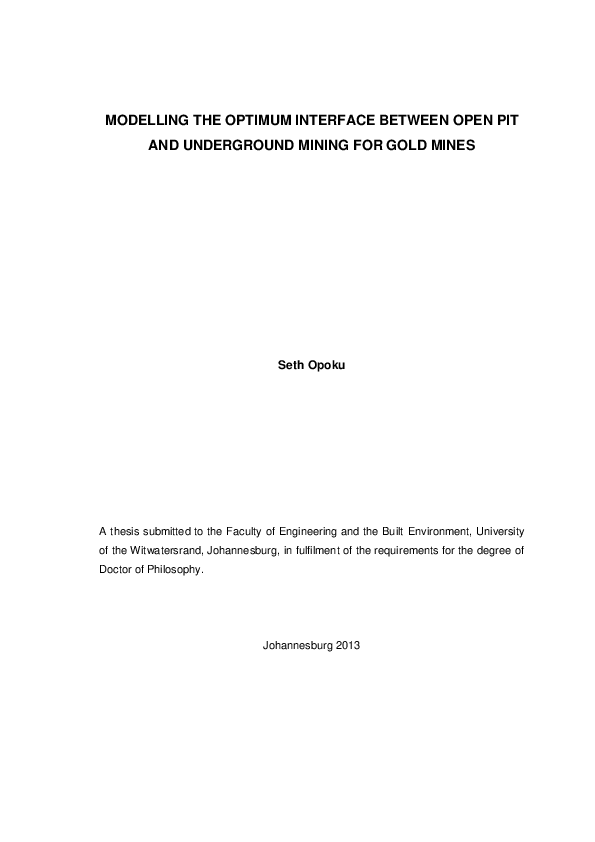 (PDF) Modelling the optimum interface between open pit and underground ...