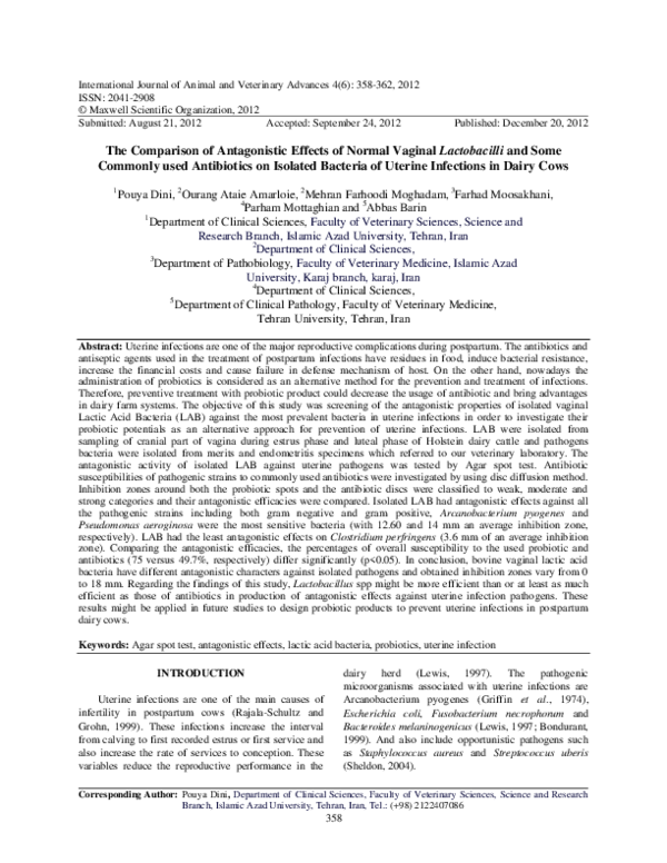 (PDF) The Comparison of Antagonistic Effects of Normal Vaginal