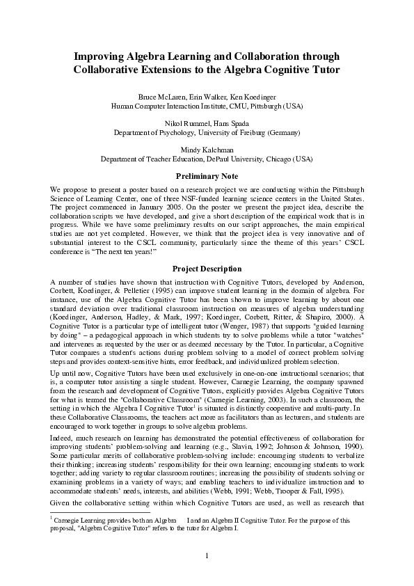 (PDF) Improving Algebra Learning and Collaboration through ...
