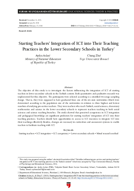 (PDF) Starting Teachers’ Integration of ICT into Their Teaching ...