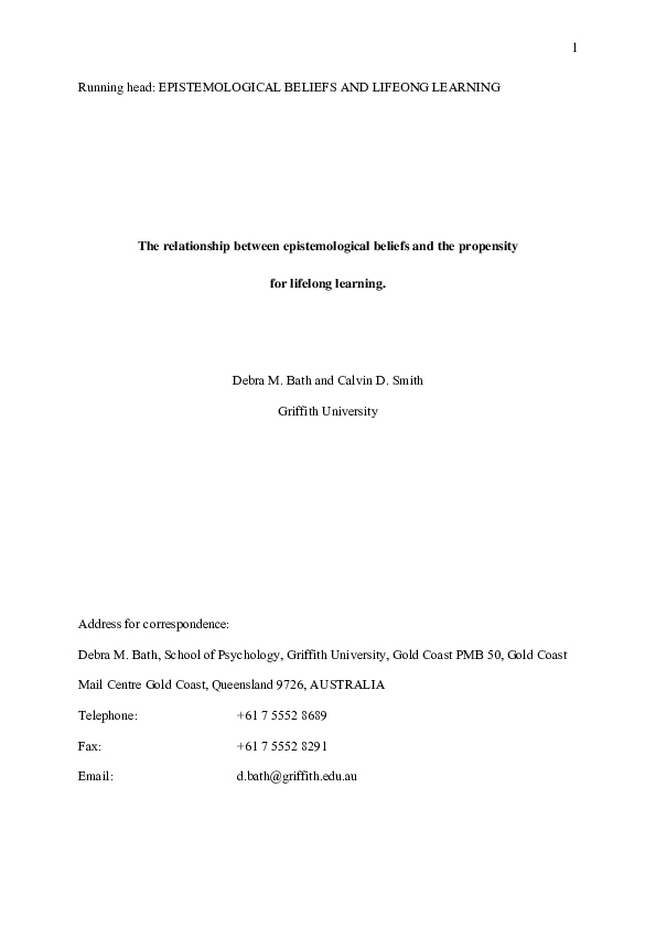 (PDF) The relationship between epistemological beliefs, learning ...