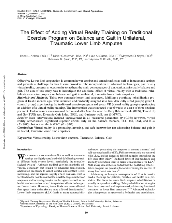 (PDF) The Effect of Adding Virtual Reality Training on Traditional ...