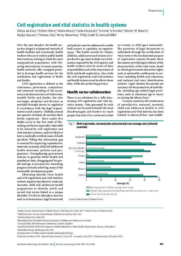  PDF Civil Registration And Vital Statistics In Health Systems 