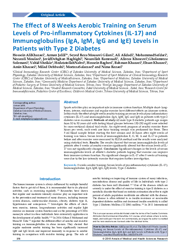 (PDF) The Effect of 8 Weeks Aerobic Training on Serum Levels of Pro ...