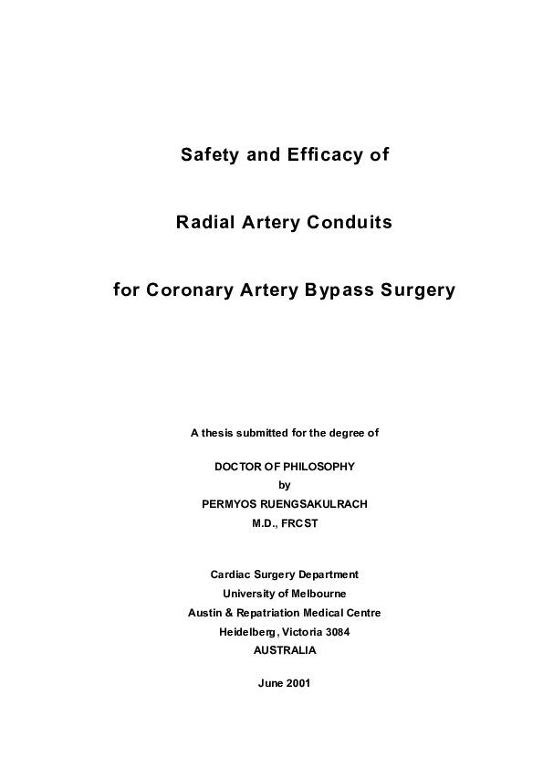 (PDF) Safety and efficacy of radial artery conduits for coronary artery ...