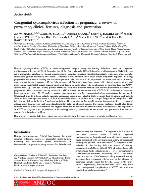 (PDF) Congenital cytomegalovirus infection in pregnancy: a review of ...