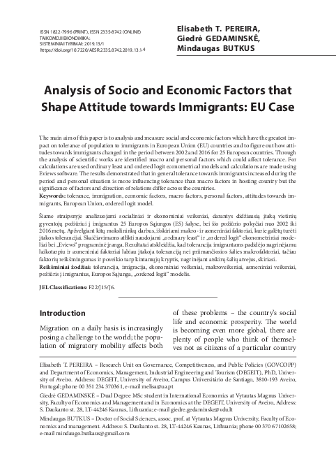 (PDF) Analysis of socio and economic factors that shape attitude ...