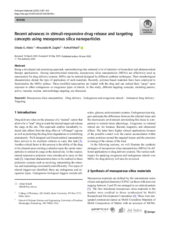 (PDF) Recent advances in stimuli-responsive drug release and targeting ...