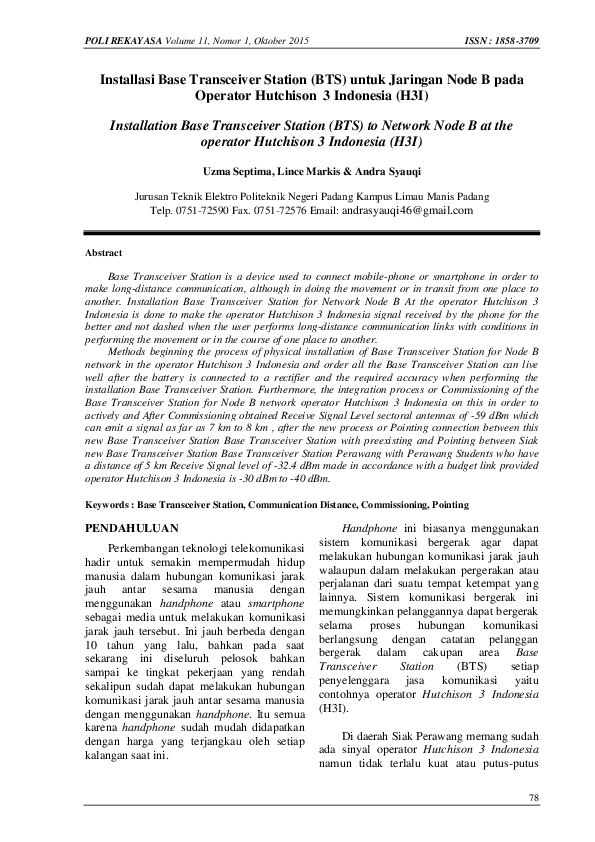 (PDF) Installasi Base Transceiver Station (BTS) untuk Jaringan Node B ...