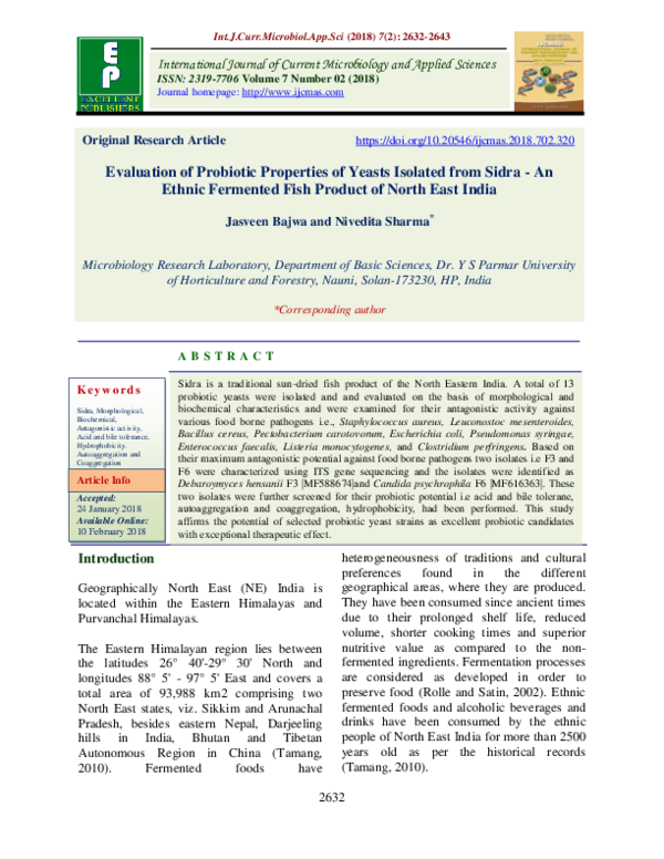 (PDF) Evaluation of Probiotic Properties of Yeasts Isolated from Sidra ...