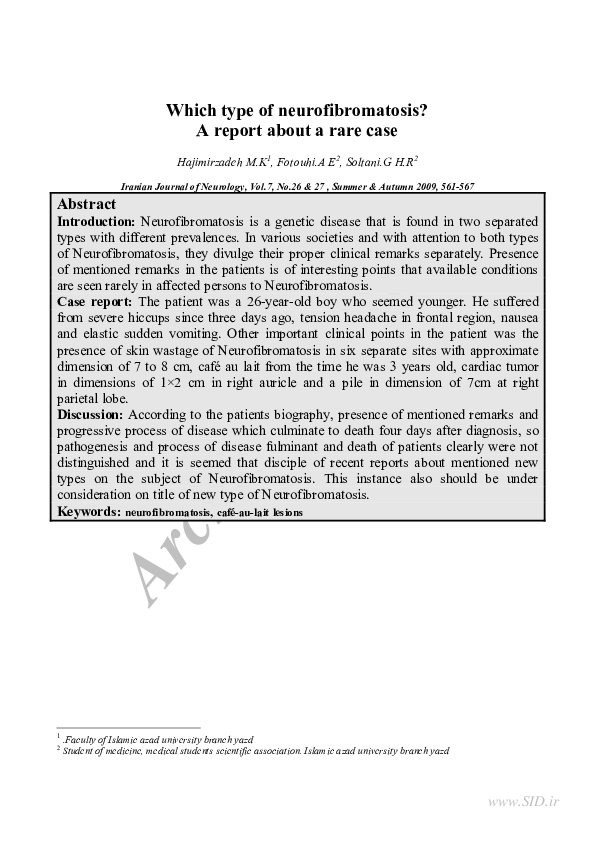 (PDF) Which Type of Neurofibromatosis? A Report About a Rare Case