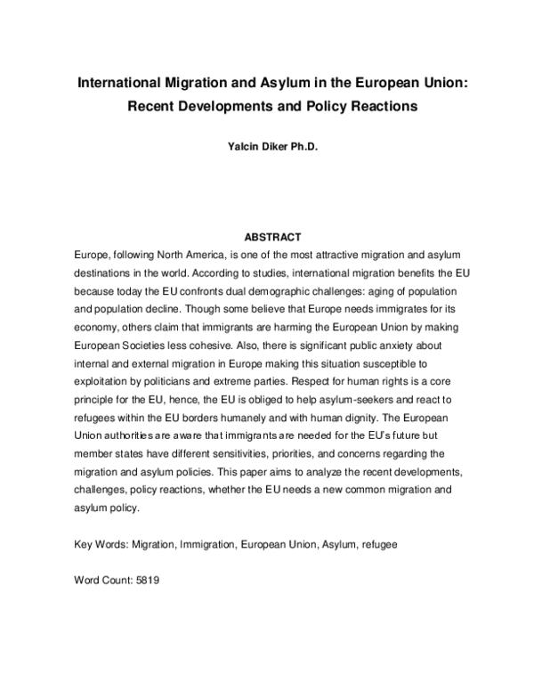 (PDF) International Migration and Asylum in the European Union: Recent ...