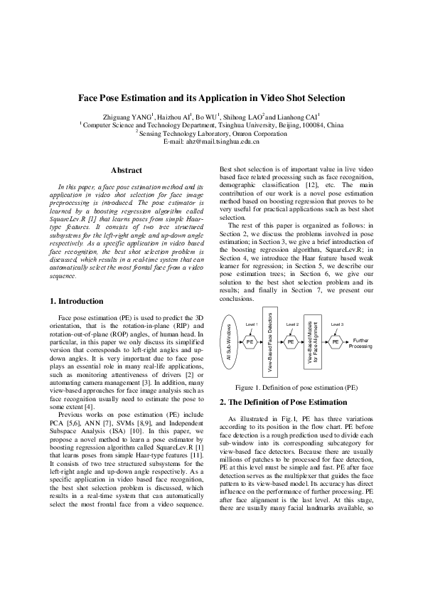 (PDF) Face pose estimation and its application in video shot selection