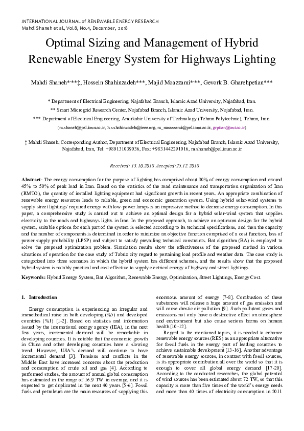 (PDF) Optimal Sizing and Management of Hybrid Renewable Energy System ...