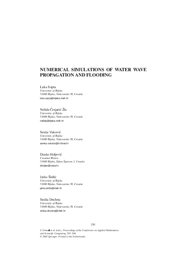 (PDF) Numerical Simulations of Water Wave Propagation and Flooding ...