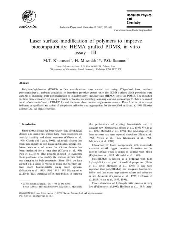 (PDF) Laser surface modification of polymers to improve ...
