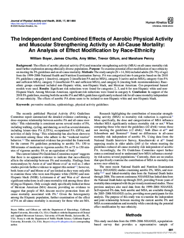 (PDF) The Independent and Combined Effects of Aerobic Physical Activity ...