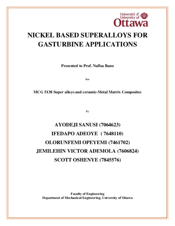(PDF) Nickel Based Super Alloys For Gas turbine Applications