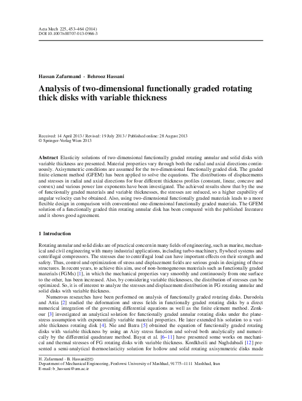(PDF) Analysis of two-dimensional functionally graded rotating thick ...
