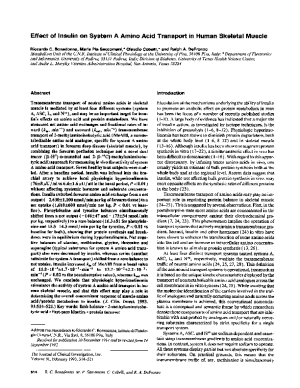 (PDF) Effect of insulin on system A amino acid transport in human ...