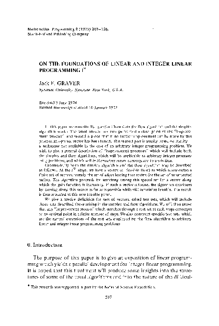 (PDF) On the foundations of linear and integer linear programming I
