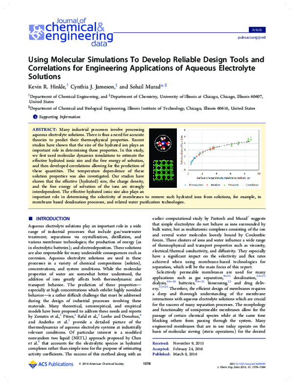 (PDF) Using Molecular Simulations To Develop Reliable Design Tools and ...