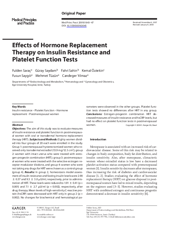 (PDF) Effects of Hormone Replacement Therapy on Insulin Resistance and ...