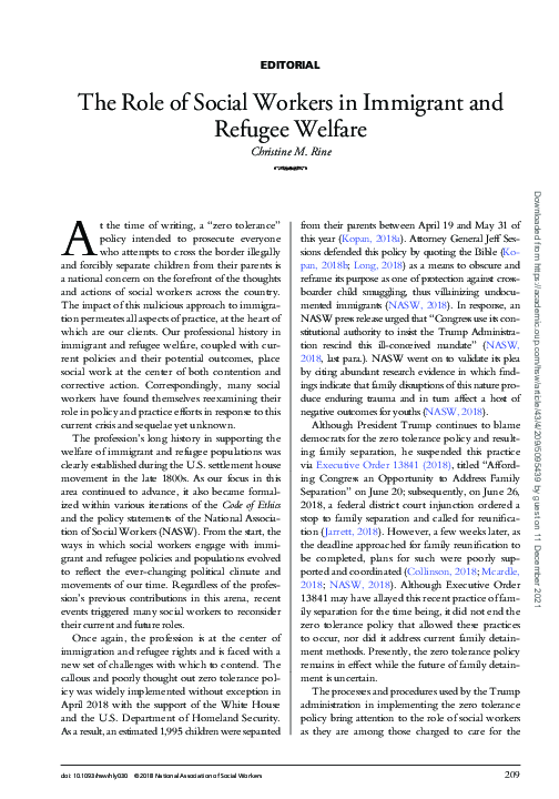 (PDF) The Role of Social Workers in Immigrant and Refugee Welfare