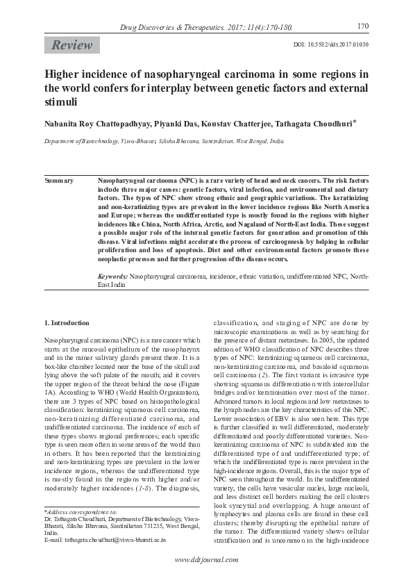 (PDF) Higher incidence of nasopharyngeal carcinoma in some regions in ...
