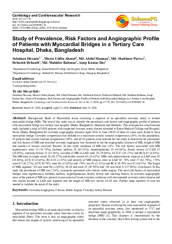 (PDF) Study of Prevalence, Risk Factors and Angiographic Profile of ...