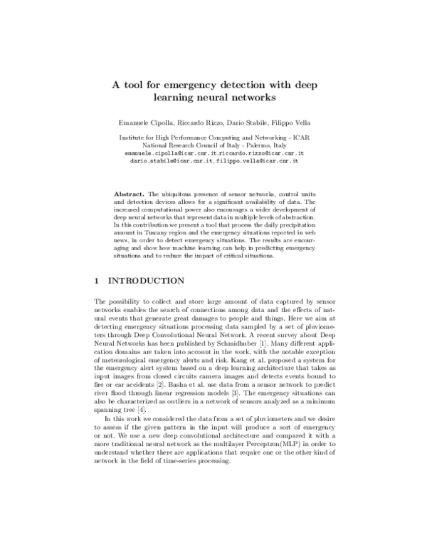 (PDF) A tool for Emergency Detection with Deep Learning Neural Networks