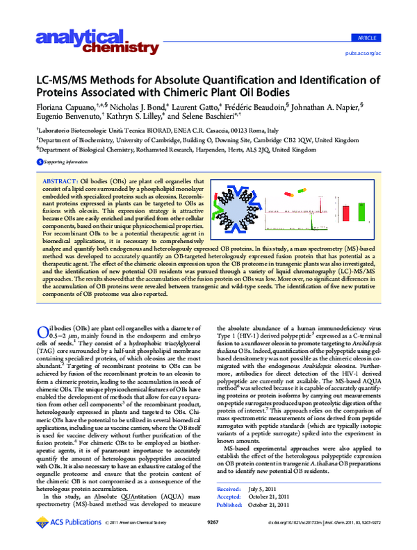 (PDF) LC-MS/MS methods for absolute quantification and identification ...